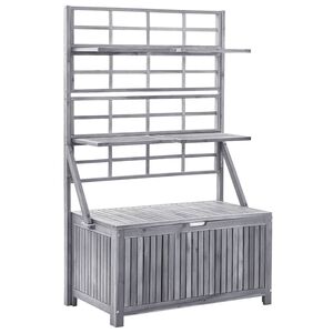 vidaXL Opbergbox met latwerk 99x55x160 cm massief acaciahout grijs