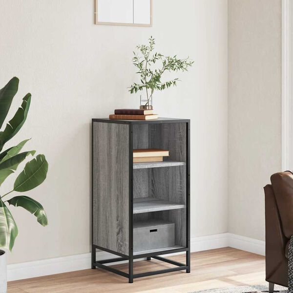 vidaXL Dressoir 35,5x35x76 cm bewerkt hout en metaal grijs sonoma