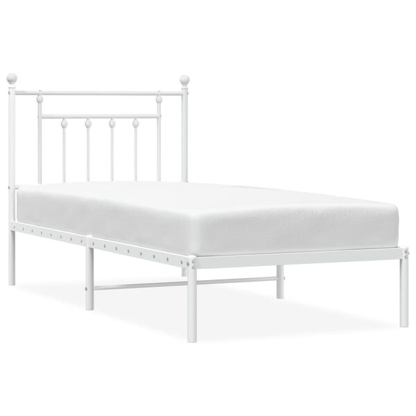 vidaXL Bedframe met hoofdbord metaal wit 90x190 cm