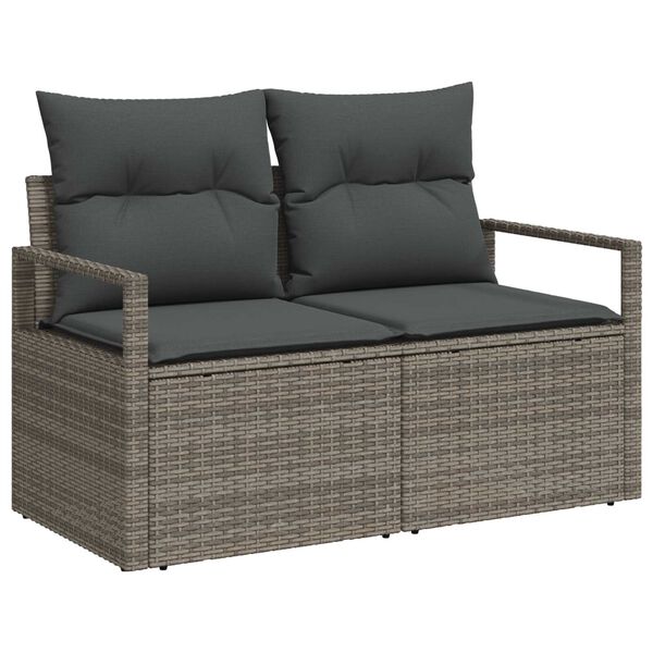 vidaXL Tuin Sofa Set met kussen met opslag 5 pcs Lichtgrijs