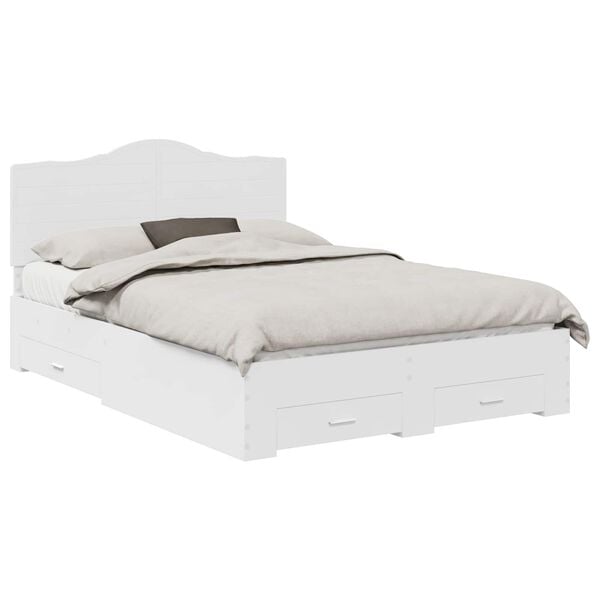 vidaXL Bedframe met hoofdeinde met lade Wit 140 x 190 cm Bewerkt hout