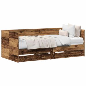 vidaXL Dagbed met lade met plank Oud Hout 100 x 200 cm Bewerkt hout