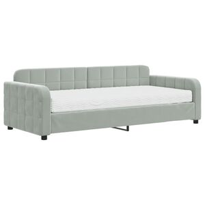 vidaXL Slaapbank met matras 90x200 cm fluweel lichtgrijs