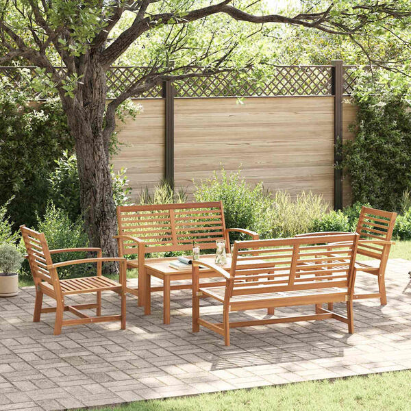vidaXL Tuin Sofa Set Naturel Massief teakhout