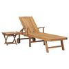 vidaXL Ligbed met tafel massief teakhout