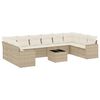vidaXL 11-delige Tuinset met kussens poly rattan beige
