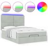 vidaXL Ottoman bed met matrassen en LED's 140x190cm fluweel lichtgrijs