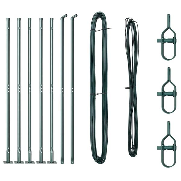 vidaXL Afrasteringspaal 7 pcs Groen Staal