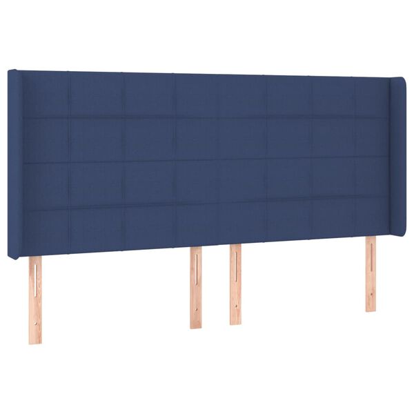 vidaXL Hoofdbord met randen 203x16x118/128 cm stof blauw