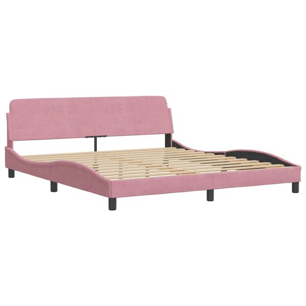 vidaXL Bed met matras "Dover" fluweel roze 180x200 cm