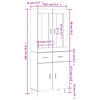 vidaXL Hoge kast 69,5x34x180 cm bewerkt hout grijs sonoma eikenkleurig