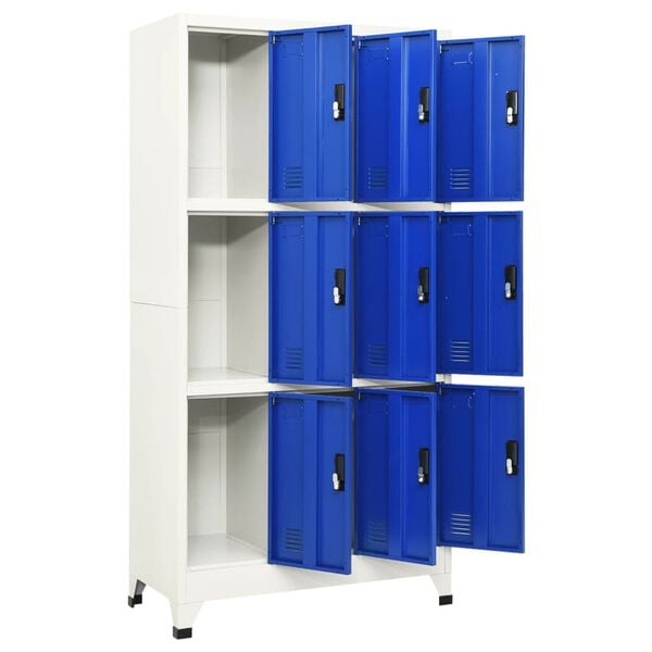 vidaXL Lockerkast 90x45x180 cm staal grijs en blauw