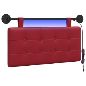 vidaXL Hangend hoofdbord Met LED-verlichting Wijnrood Kunstleer