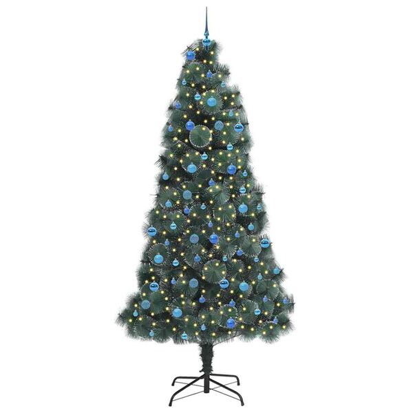vidaXL Kunstmatige Voorverlichte Kerstboom met Ballenset Groen 240 cm