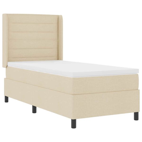 vidaXL Boxspringbed met matras met hoofdeinde Cr&egrave;me 200 x 100 cm Stof