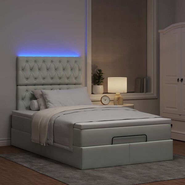 vidaXL Ottoman bed met matrassen en LED's 120x200cm fluweel lichtgrijs