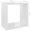vidaXL Wandschappen kubus 6 st 26x15x26 cm hoogglans wit