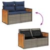 vidaXL 7-delige Loungeset met kussens poly rattan acacia grijs