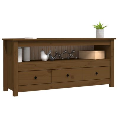 vidaXL Tv-meubel 114x35x52 cm massief grenenhout honingbruin