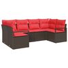 vidaXL Tuinbankenset met kussen 6 pcs Bruin en Rood poly rattan