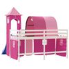 vidaXL Kinderhoogslaper met toren 90x190 cm massief grenenhout roze