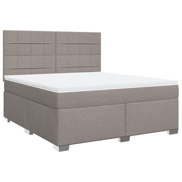 vidaXL Boxspring met matras stof taupe 180x200 cm