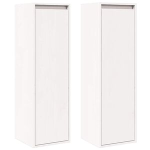 vidaXL Wandkasten 2 st 30x30x100 cm massief grenenhout wit