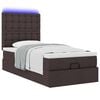 vidaXL Bed poef met matras en LED's 90x200 cm stof donkerbruin