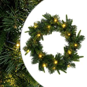 vidaXL Kerstkrans Groen &Oslash; 30 cm PVC en PE 25 LED's
