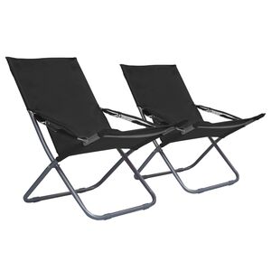 vidaXL Opklapbare stoelen, 2 stuks, stof, zwart