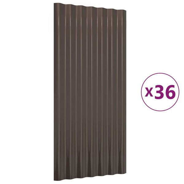 vidaXL Dakpanelen 36 st 80x36 cm gegalvaniseerd staal bruin