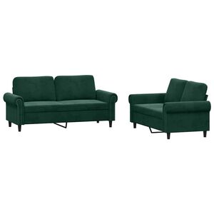 vidaXL 2-delige Loungeset met kussens fluweel donkergroen