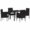 vidaXL Tuin eettafelset 5 st Zwart poly rattan