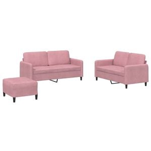 vidaXL 3-delige Loungeset fluweel roze