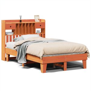 vidaXL Bedframe zonder matras massief grenenhout wasbruin 135x190 cm