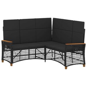 vidaXL Tuin ligbankset 5-Aantal zitplaatsen Zwart Poly Rattan en Staal