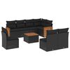 vidaXL 9-delige Loungeset met kussens poly rattan zwart