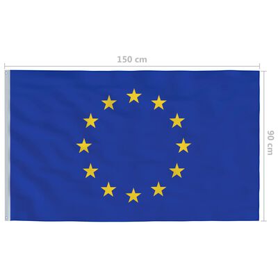 vidaXL Vlag met vlaggenmast Europa 6,2 m aluminium