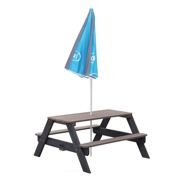 AXI Kinderpicknicktafel Nick met parasol bruin en grijs