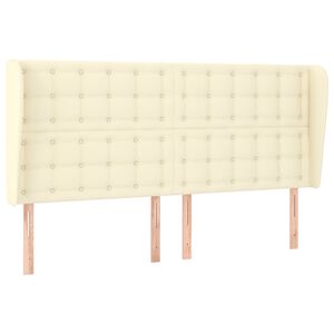 vidaXL Hoofdbord met randen 183x23x118/128 cm kunstleer cr&egrave;mekleurig