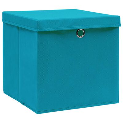 vidaXL Opbergboxen met deksel 10 st 28x28x28 cm babyblauw