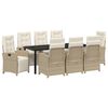 vidaXL Tuin eettafelset 9 st Beige poly rattan