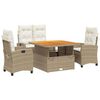 vidaXL 4-delige Tuinset met kussens poly rattan beige