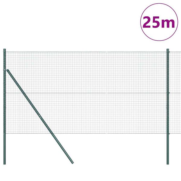 vidaXL Afrasteringspaal Groen 25 x 1 m (25 x 25 mm gaas) Staal