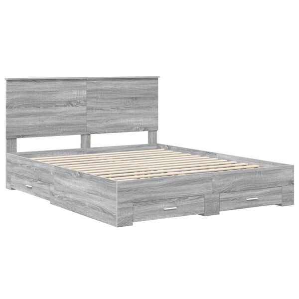 vidaXL Bedframe met hoofdeinde Grijs Sonoma 160 x 200 cm Bewerkt hout