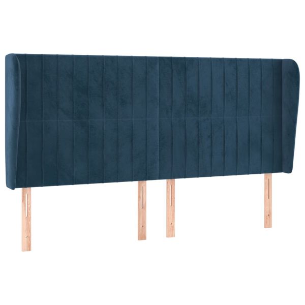 vidaXL Hoofdbord met randen 183x23x118/128 cm fluweel donkerblauw