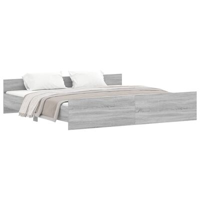 vidaXL Bedframe met hoofd- en voeteneinde grijs sonoma 180x200 cm