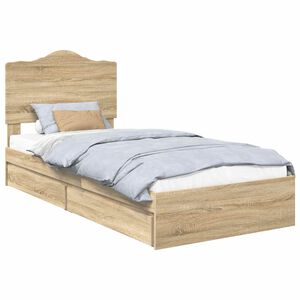 vidaXL Opslag bed met hoofdeinde Sonoma Eiken 90 x 190 cm Bewerkt hout