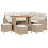 vidaXL Tuinbankenset met kussen met opslag 9 pcs Beige Poly riet