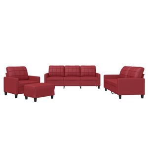 vidaXL 4-delige Loungeset met kussens fluweel wijnrood